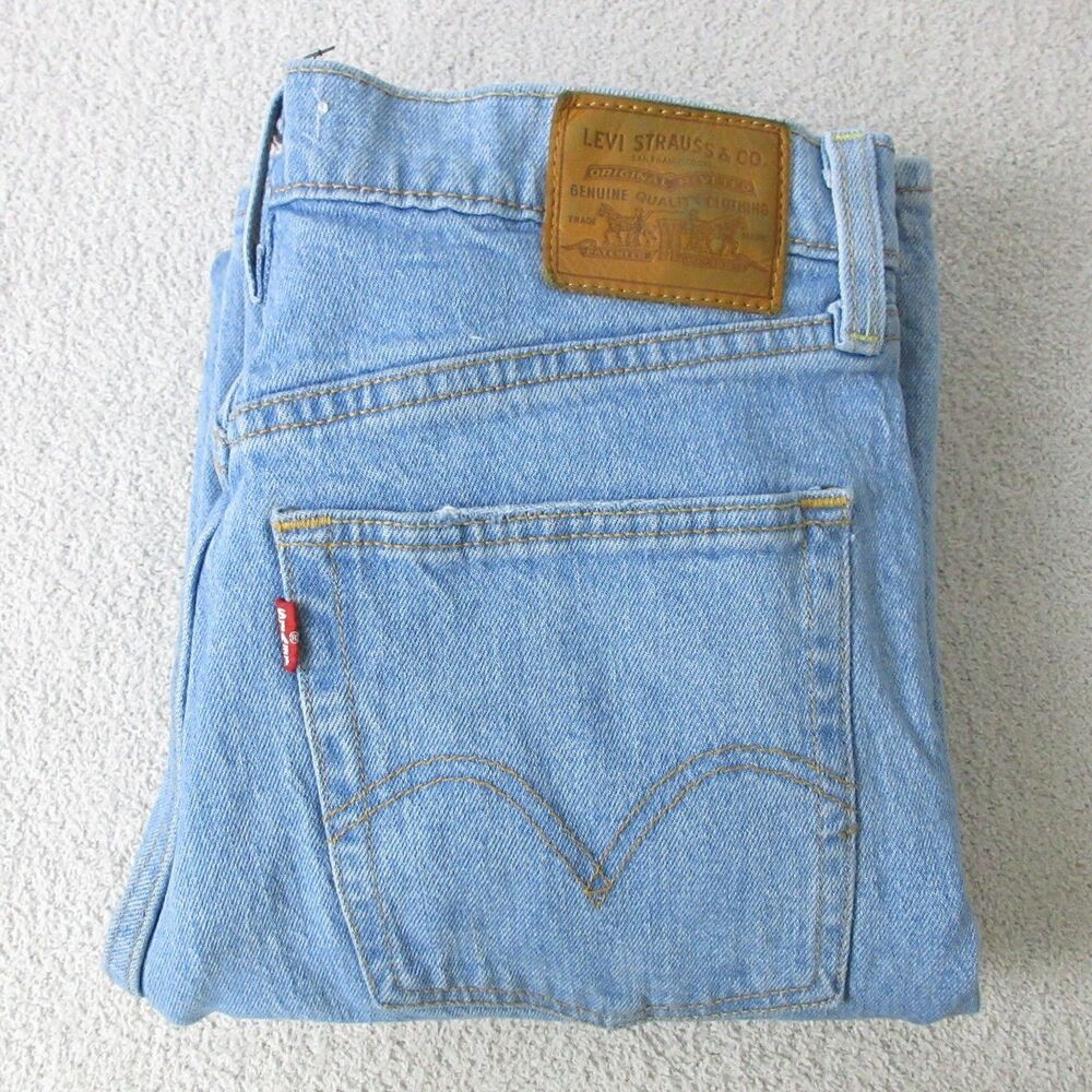 Levis Premium Ribcage Straight Ankle Jeans Womens 29 Blue High Rise Button Fly